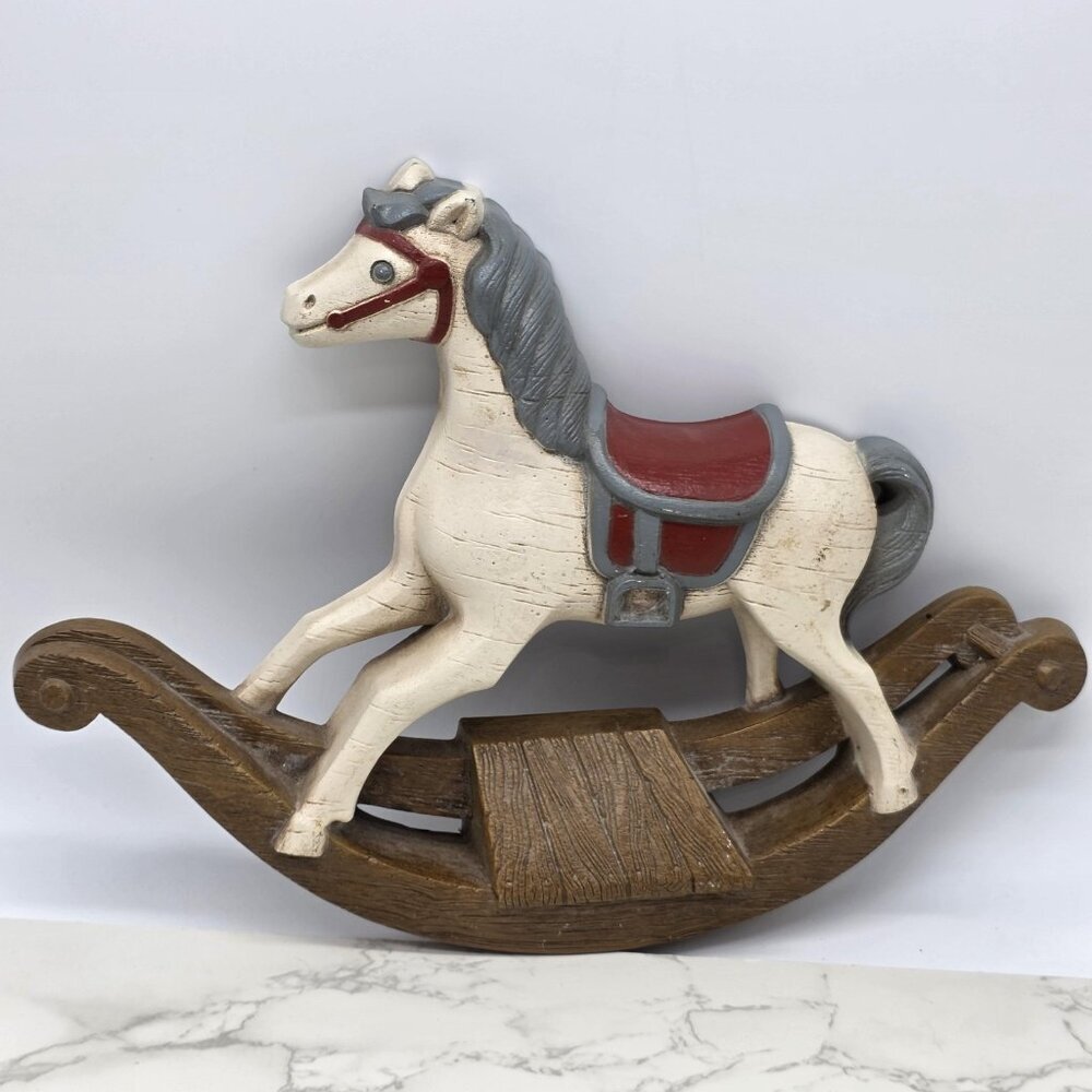 Vintage Burwood Rocking Horse Wall Hanging Plaque Decor Nursery 13x9 Made in USA